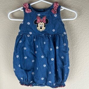 3/$10 Disney Minnie Denim One Piece Sz 0-3 Months